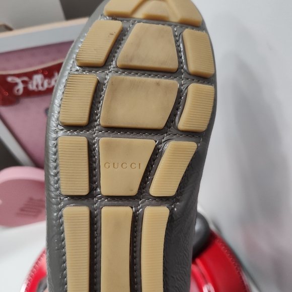 🥰 EUC Gucci Patent Leather Driving Moccasin Dress Loafers, Steel Grey, 38/7 - Picture 7 of 16